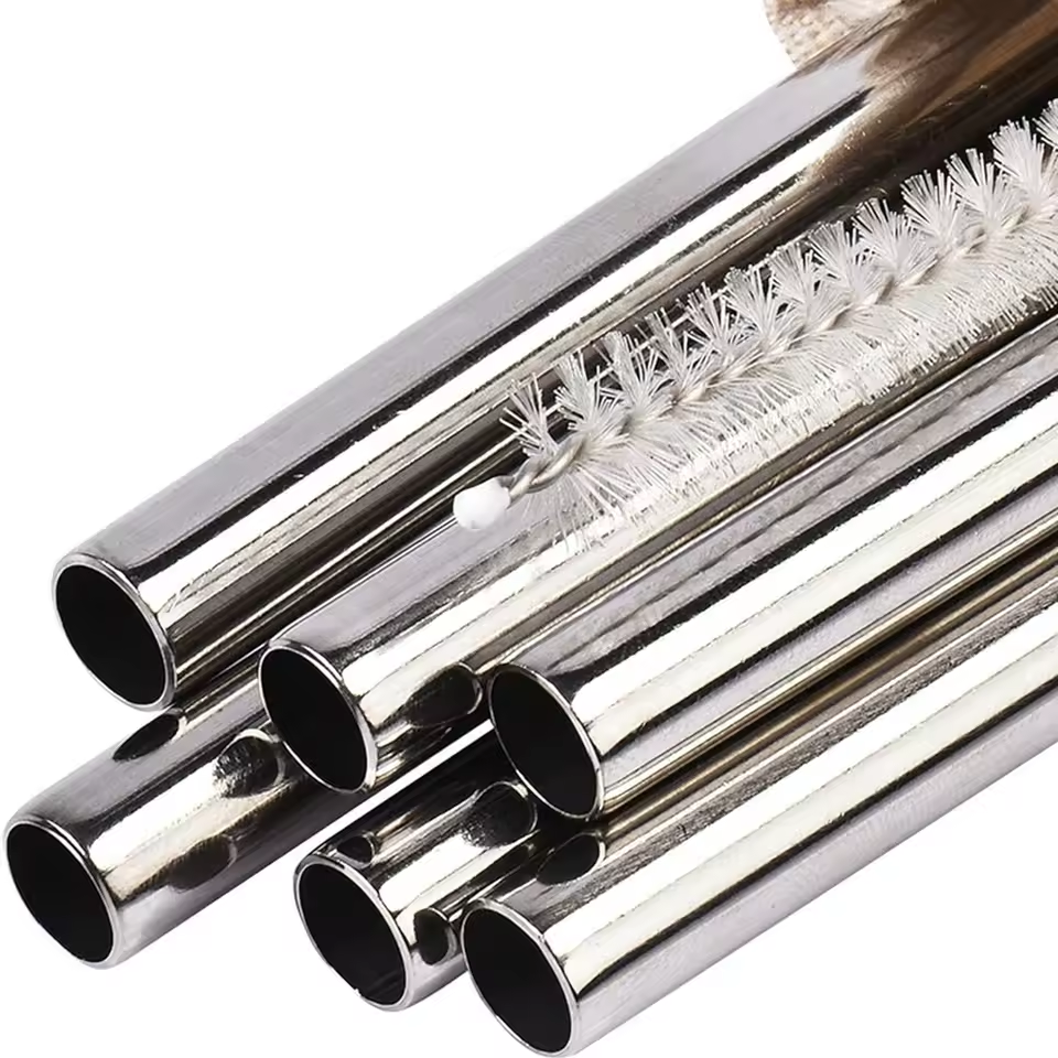 Cannucce riutilizzabili Boba con spazzola per la pulizia 4 pezzi Cannucce da tè a bolle di metallo extra larghe in acciaio inossidabile per frullato