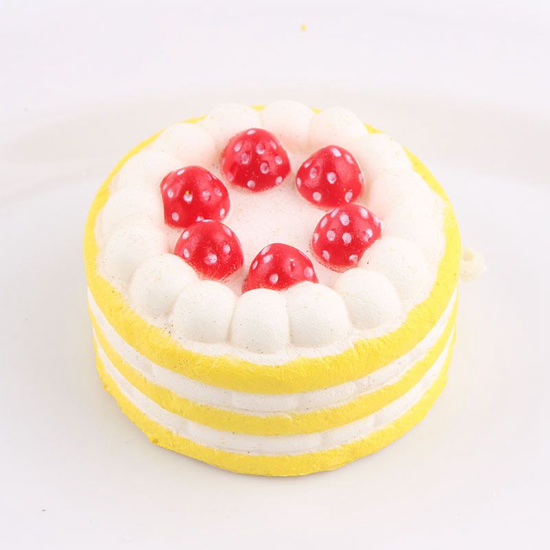 Squishies Kawaii Strawberry Cake Toys Anti-Stress Toys Slowly Rise Pressure Relieve Children Adult Toys (Yellow)