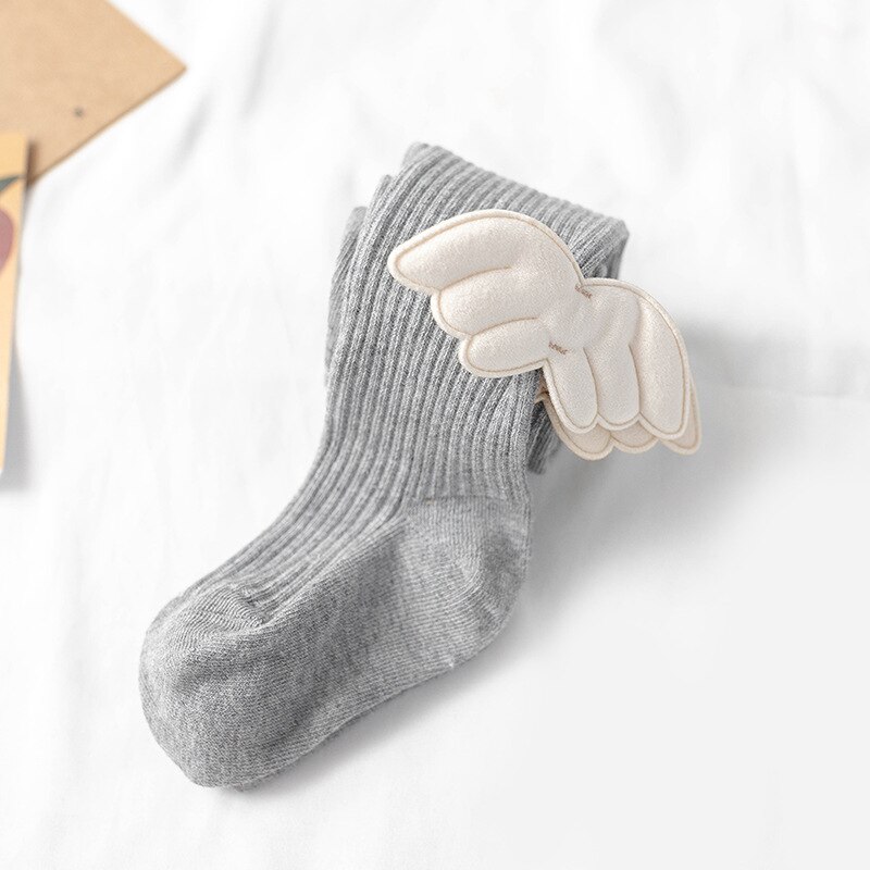 Cute Angel Wings Baby Tigths Toddler Kids Soft Cotton Tights Autumn Winter Warm Stockings Solid Color Girls Pantyhose