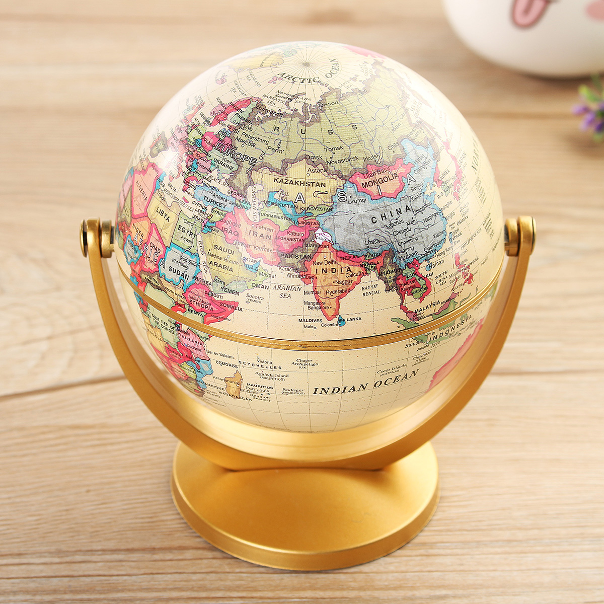 Geography Learning Education Home School Decoration 12cm Retro Globe 360 Rotating Earth World Ocean Map Ball Antique Desktop