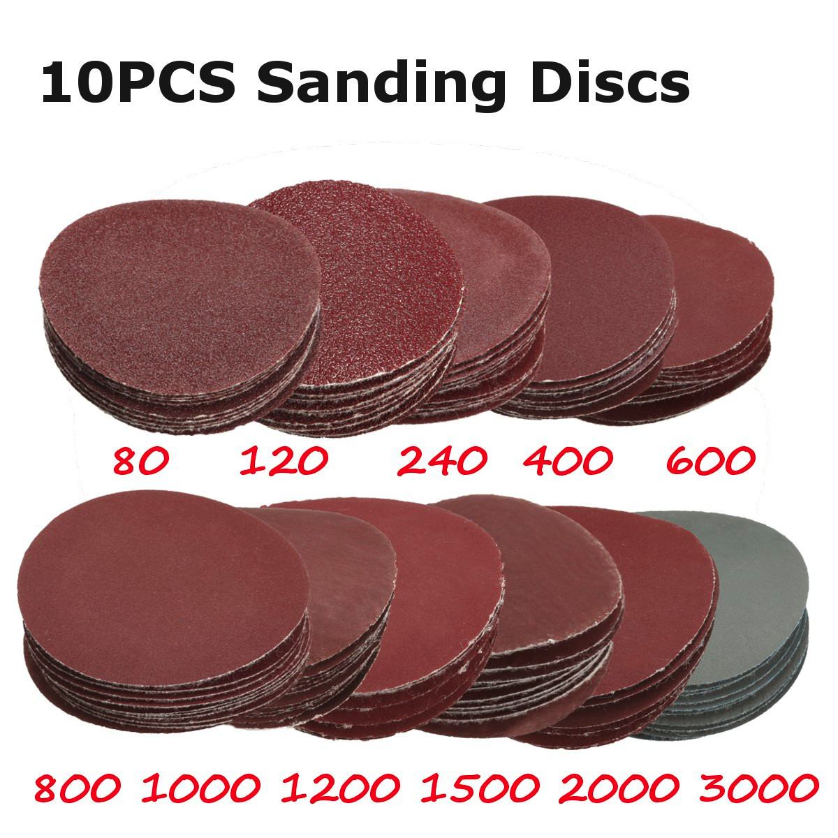 10Pcs 2inch 50mm 80-3000 Grit Sanding Disc Set Ho&Loop Wet Dry Round Sandpaper Wood Polishing Grinding Sheet Abrasive Tools
