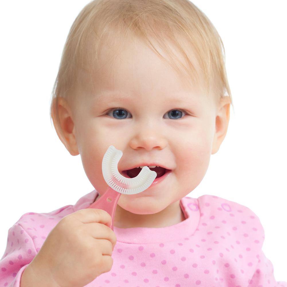 Kids Tandenborstel U-Vorm Zuigeling Tandenborstel Met Handvat Siliconen Oral Care Borstel Voor Peuters Leeftijden 2-12