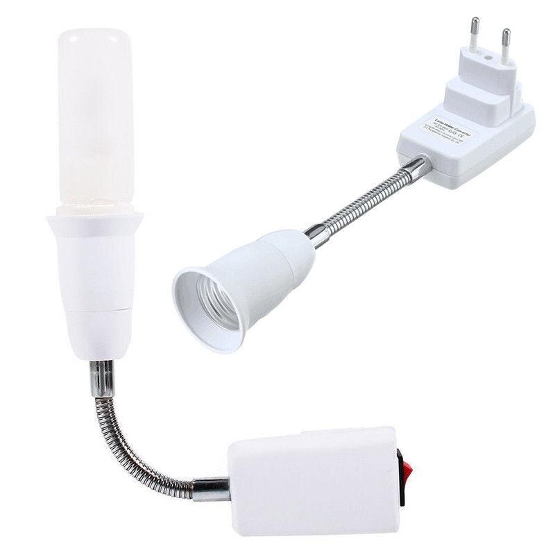 Flexible E27 Light Lamp Bulb Adapter Extend Extension Converter Wall Base Holder Screw Socket Switch EU Plug