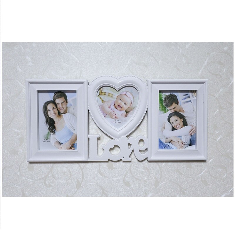 Marco de fotos de amor rojo, combinación de 6 pulgadas, forma de corazón, imagen conjunta para niños, estudio de pared colgante de pared: White