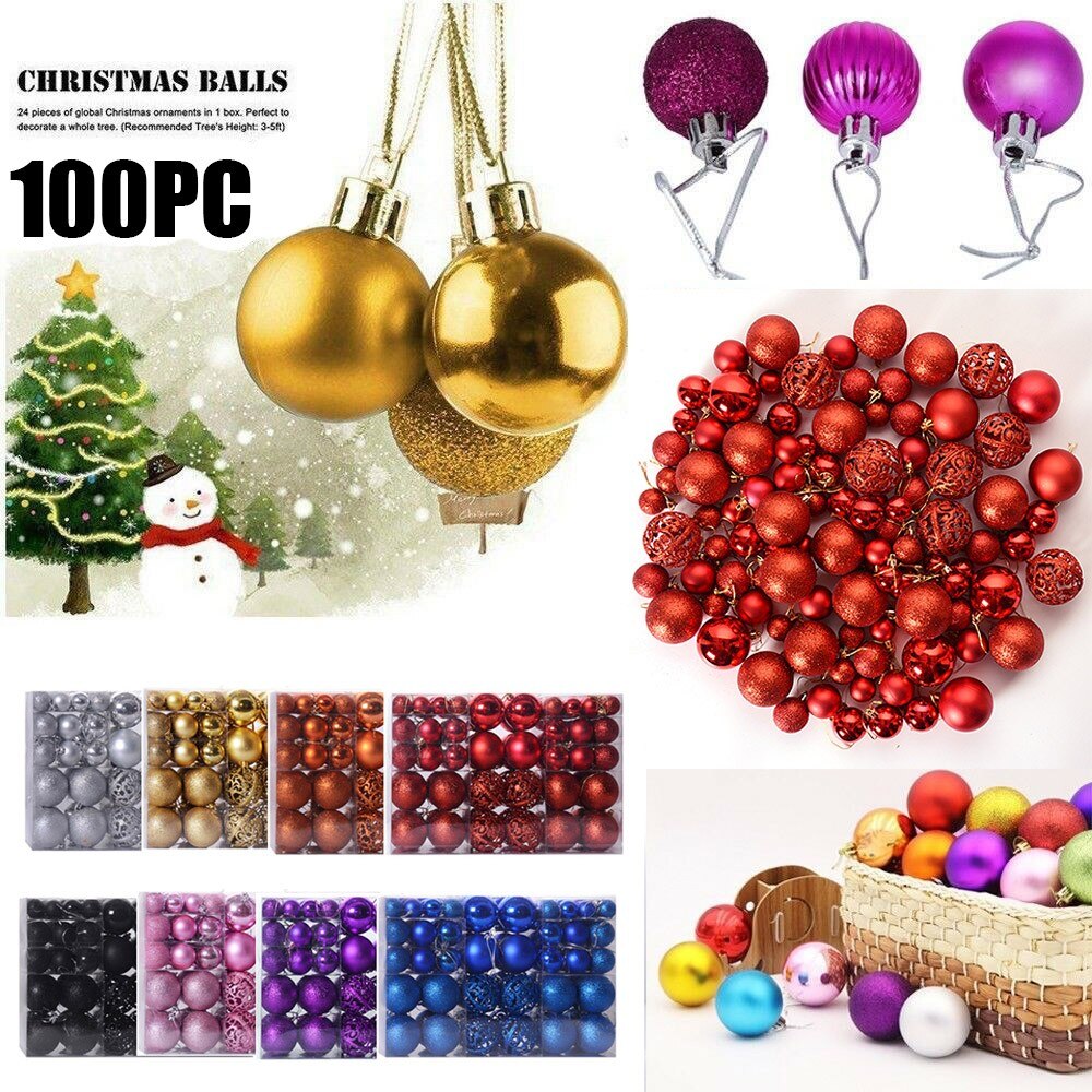 30/60mm julgranskulor hängande julpynt och dekorationer hemfest prydnadsdekor 100pc