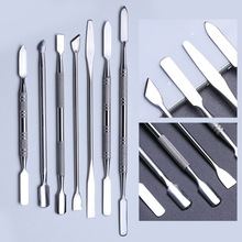 1pc 2 ways Stainless Steel Cuticle Cutter Nail Art Polish Tool Double Sided Pusher Remover Stirring Rod Manicure Cleaner SA809