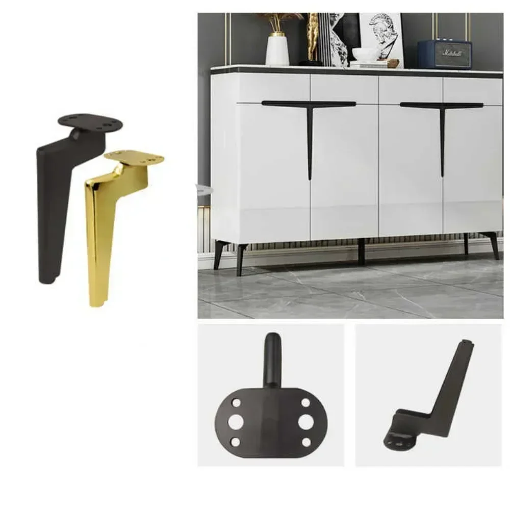 4 stk 15cm sofatilbehør, deler, møbelkomponenter, svarte, gylne møbelben, metall, sengeføtter, bordføtter, møbelben
