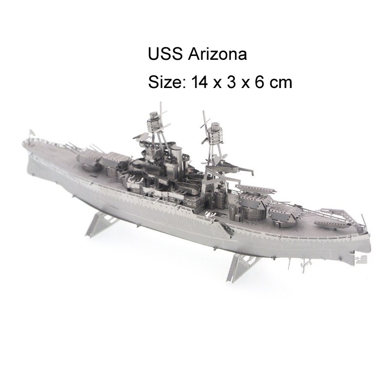 Boat 3D Metal Puzzle Black pearl 056 Burke Class Destroyer Titanic model KITS Assemble Jigsaw Puzzle Toys For Children: 66-USS Arizona