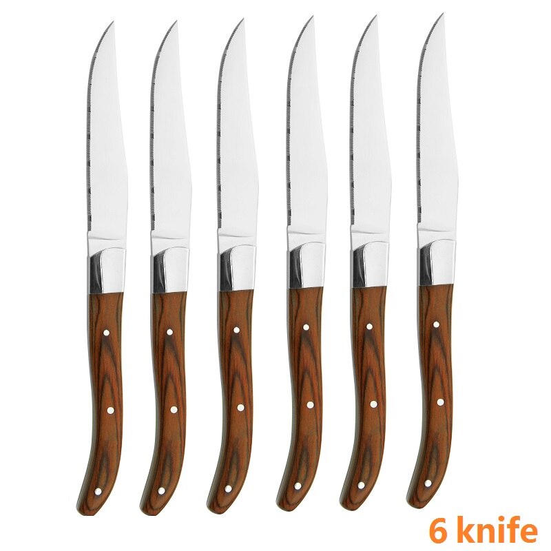 Steak Messen Diner Vorken Rode Houten Handvat Tafel Messen Japan Houten Servies Set Christmas Party Bestek Restaurant Bar 6 Stuks: 6 Knife