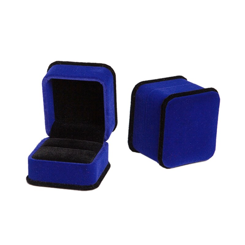 Valentines day ring velvet packaging box jewelry organizer earrings pendant women accessories case: Blue / Ring box