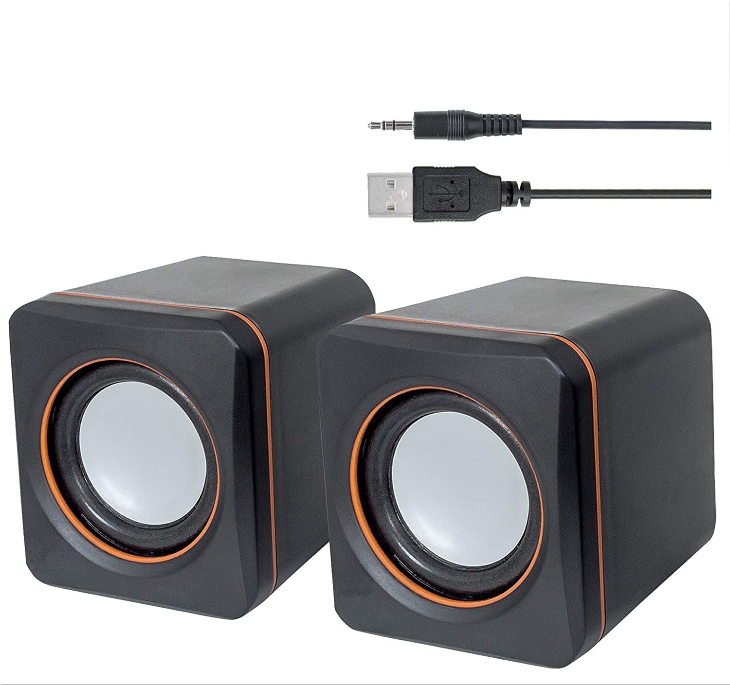 USB Powered Stereo Speaker, mini size, with Volume Control & 3.5 mm Audio Plug to Connect to Laptop, Notebook, Desktop, PC
