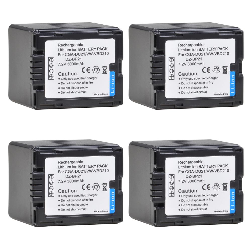 BatmaxCGA-DU21 VW-VBD210 3000mAh Battery for Panasonic CGR-DU06 DU07 NV-GS10 CGA-DU12 CGA-DU14 CGA-DU21 GS100K GS17E PV-GS65: 4 battery