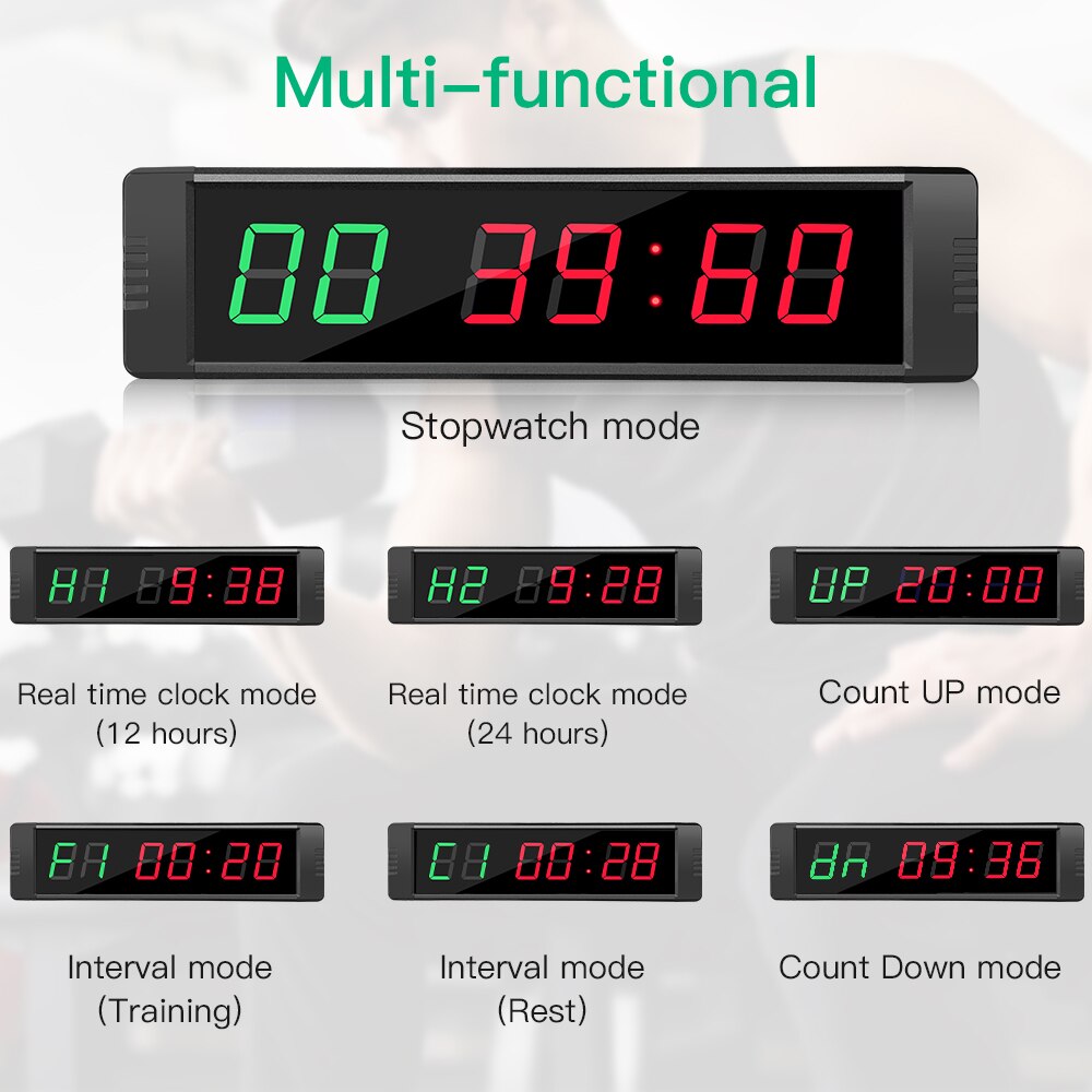 Crossfit Timers 1 ''Programmeerbare Led Interval Timer Grote Stopwatch Wandmontage Home Gym Fitness Klok Interval Timer