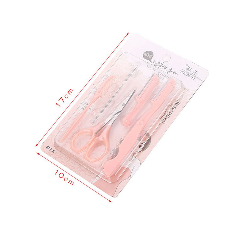 Portable 5pcs Makeup Eyebrow Tools Female Eyebrow Eyelash Trimmer Ear Spoon Scissors Kits Face Makeup Accessories