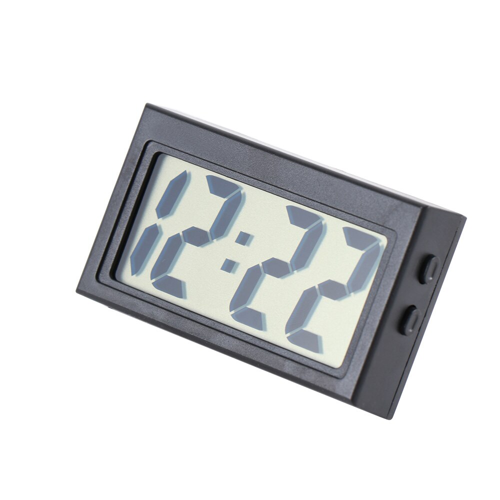 Bureau Digitale Klok Lcd-scherm Zelfklevende Auto Dashboard Auto Interieur Of Stand Plastic Mini Tijd Klok Met Batterij: Black