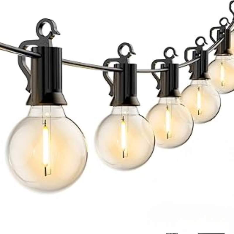 Solarleuchte, 20 G40 LED-Lampen, wetterfest, zum Aufhängen, Solar--Lichterkette für Pavillon, Garten, Bistro, Hinterhof, Hochzeitsdekoration