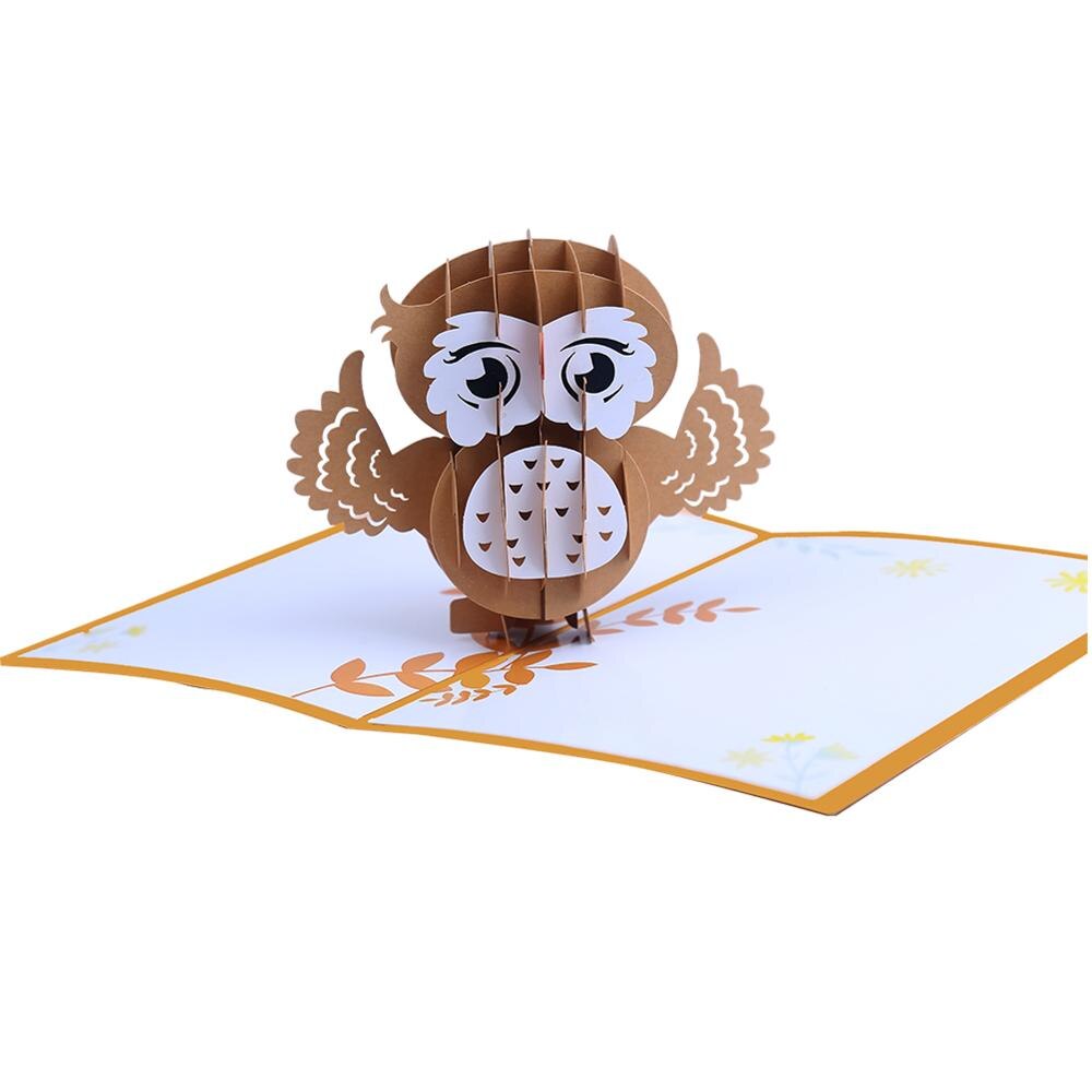 Hibou casquette de noël à la main Origami 3D Pop UP cartes de voeux carte d'invitation pour de fête d'anniversaire de mariage