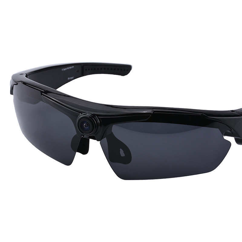 Winait 720p 5.0mp briller understøtter kamera video fjernbetjening 170 graders vidvinkel smart elektronik solbriller: Sort
