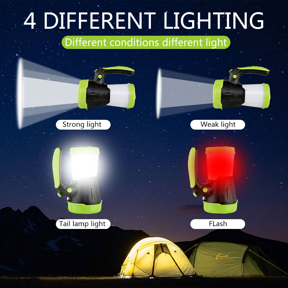 6000mAh USB Oplaadbare LED Camping Draagbare Spotlight Lantaarn Zaklamp Power Bank Zoeklicht Outdoor Light Torch Vissen