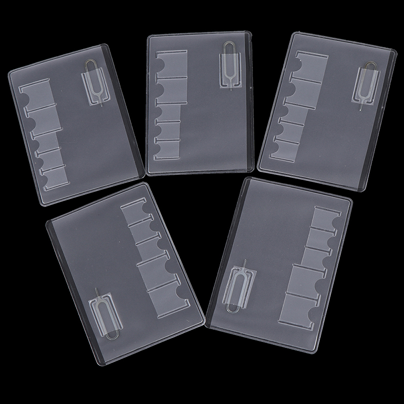 5 stk 6 sim-kort opbevaringstaske boks taske nem at bære gennemsigtig beskytter bærbar til sim-hukommelseskort gennemsigtighed universal