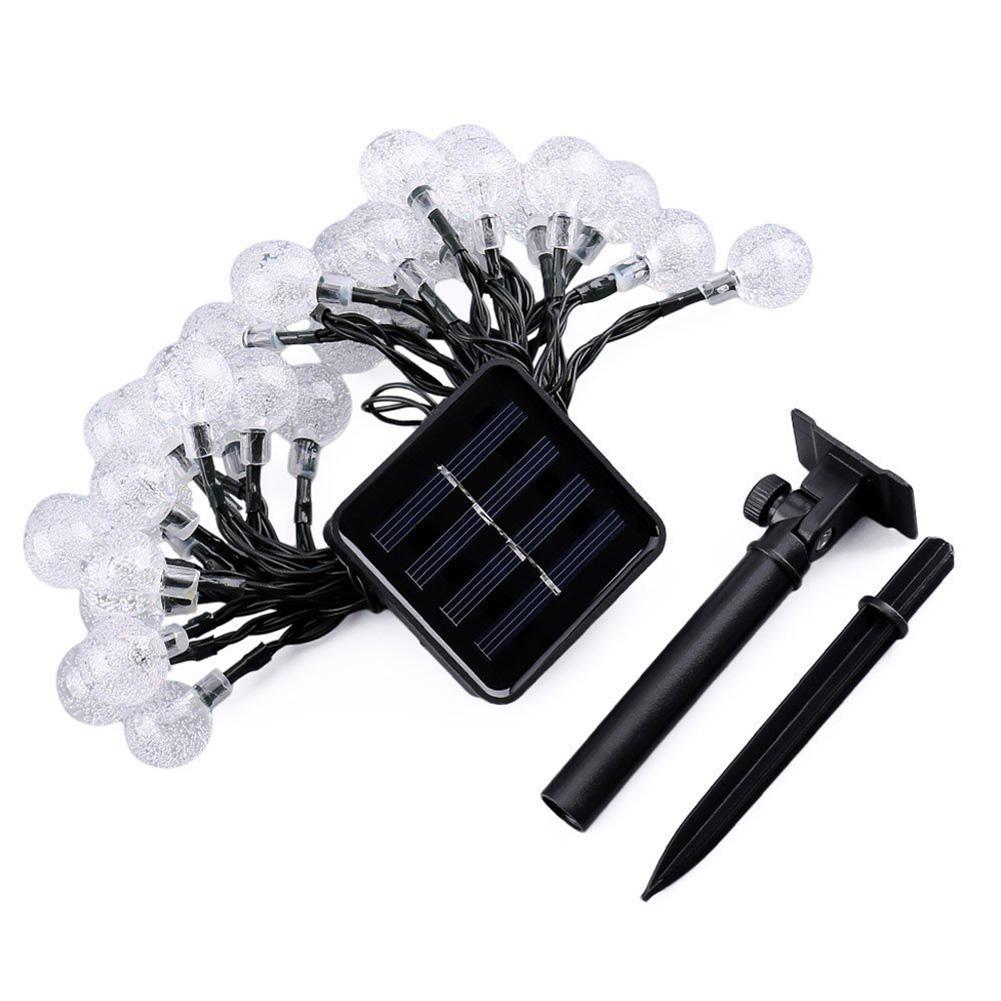 50 LEDs 10m Crystal Ball Solar Light Outdoor String Lamps Fairy Light Bulb Outdoor Garden Party Summer Festoon Ball Bulbs Lamps: Warm white