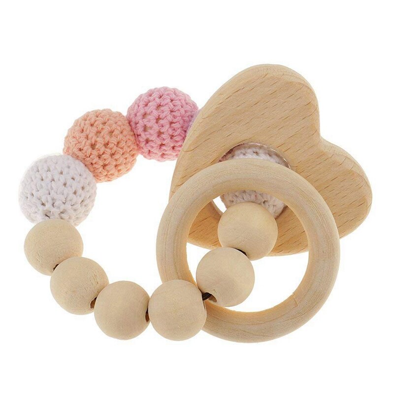 2pz di Legno Educativi Giocattoli per Bambini Sonaglio Giocattolo Del bambino Dentizione Accessori multicolore - balena & Cuore