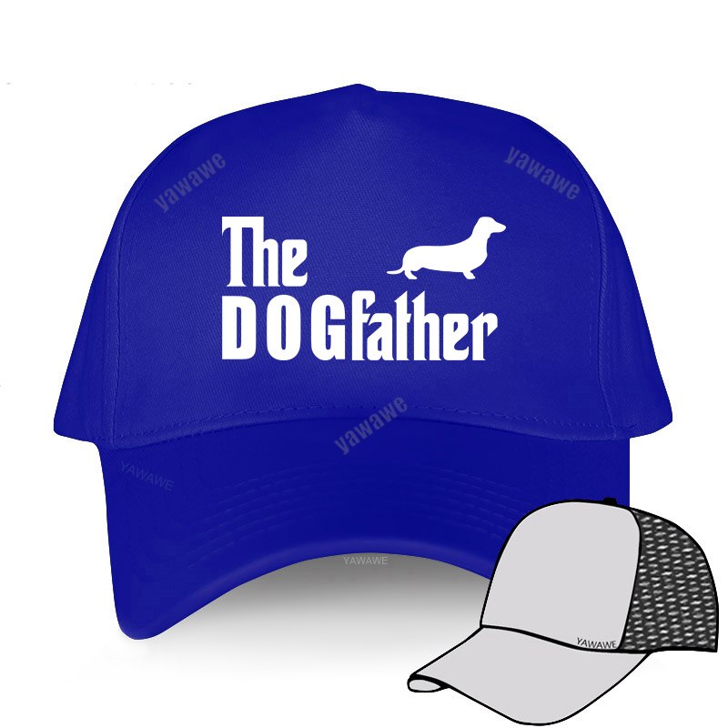 Dachshund Sausage Dog The Dogfather Funny Baseball cap Men Summer Casual Dad hat Unisex adjustable hip hop caps: blue mesh