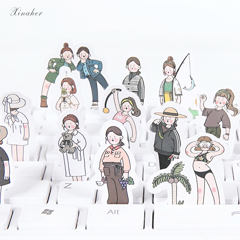 XINAHER 46 pcs/box Cartoon girl costume mini paper sticker package DIY diary decoration sticker album scrapbooking