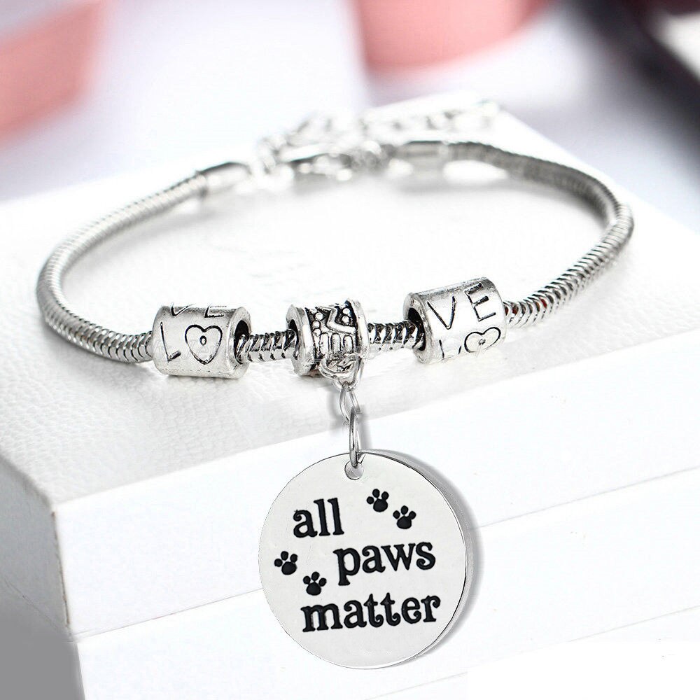 Mother Daughter Son Grandmother Heart Paw Lover Heart Bracelet Family Friends Love Charm Birthday Women Men Party Xmas BFF: All Paws Matter