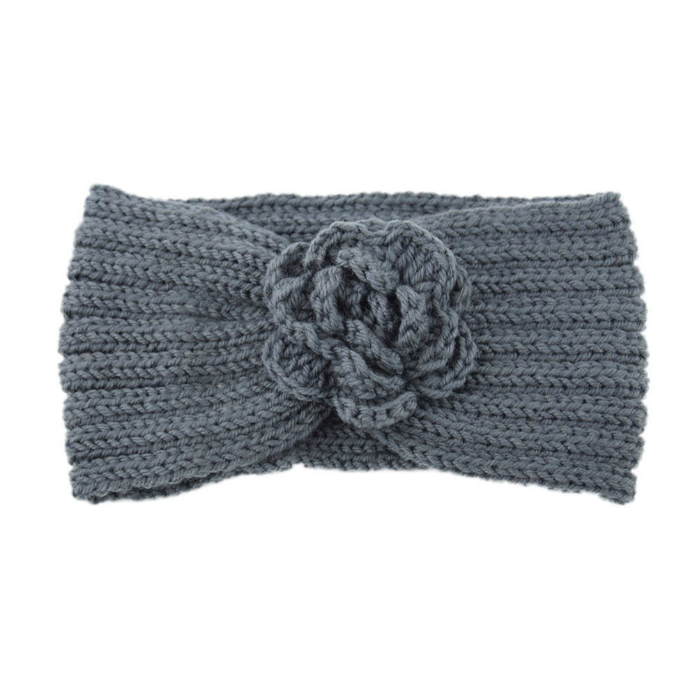 Vrouwen Rose Bloem Gebreide Hoofdbanden Vrouwen Herfst Winter Gehaakte Hoofd Wrap brede Wollen Haarband Tulband Bandana Haaraccessoires: Black