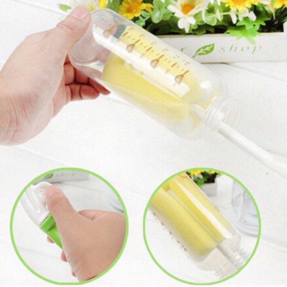 1Set 360 Degree Rotating Spin Sponge Brush Baby Kids Children Milk Feeding Bottle Nipple Cleaning Scrubber Brushes