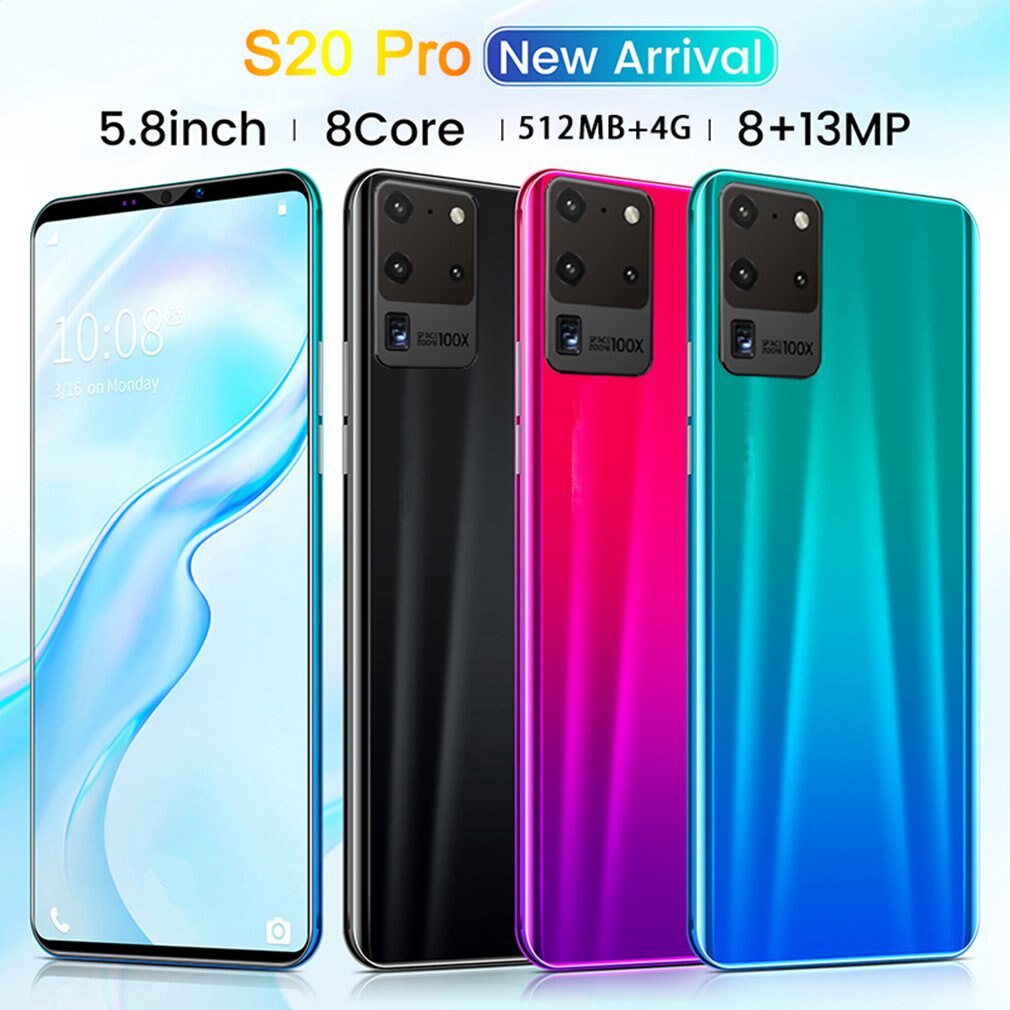 S20 Profi Smartphone 5,8 Zoll Bildschirm Smartphone 512M + 4G Android Smartphone 3D Glas Überzogene Zurück Abdeckung Schwarz