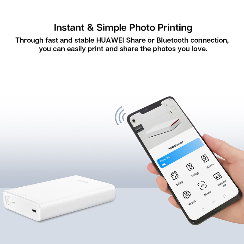 Original Huawei Mini Photo Printer Portable Pocket Printers 313*490dpi Bluetooth Support Share 500mAh Mobile Phone AR Printer