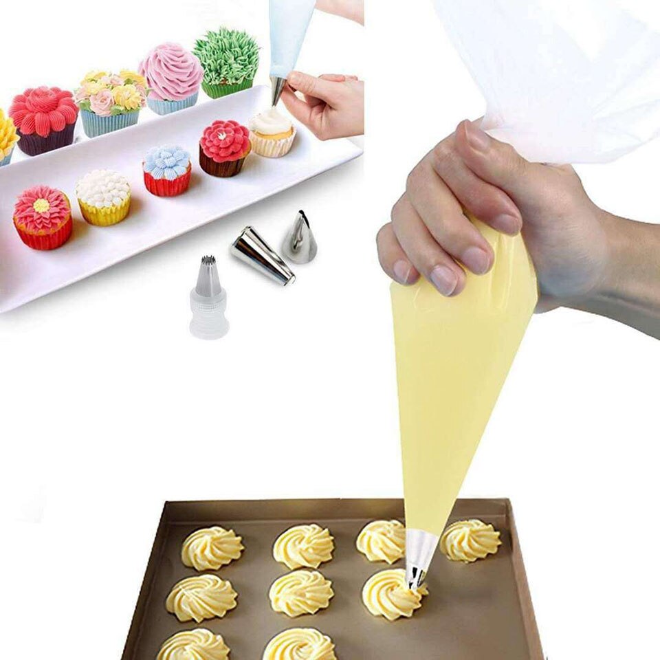73Pcs Cake Decoration Tools Kit Cake Icing Tips Guide Piping Bag Muffin Cups Frosting Pastry Bags