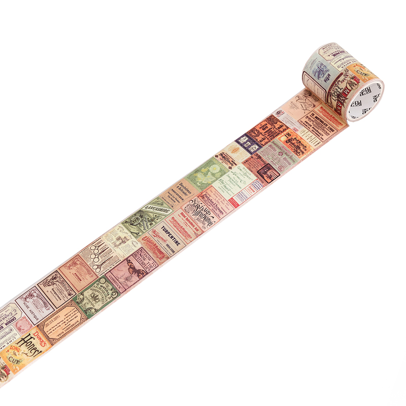 Cintas decorativas Washi con letras Vintage de 2m, 35cm de longitud de ciclo, decoración para álbum de recortes, etiqueta para diario basura, papelería, pegatinas artesanales: Oro