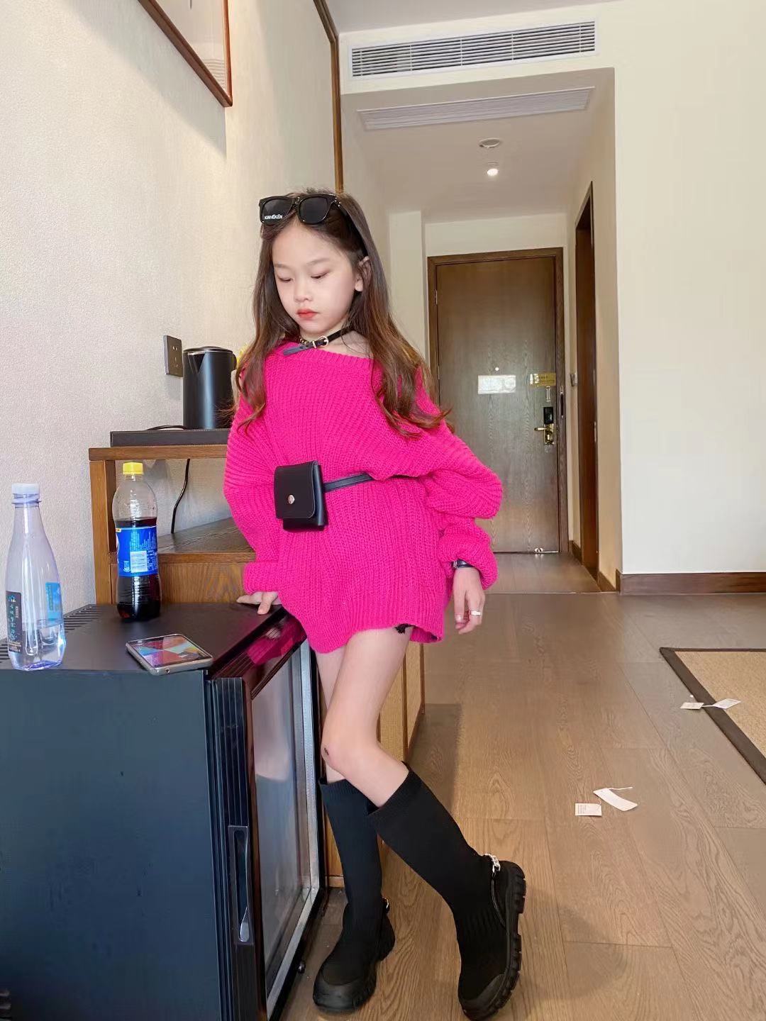 Meninas blusas primavera outono crianças moda lã pulôver camisola para bebê menina crianças casuais topos roupas adolescentes outfits 2022: rose red / 8 T