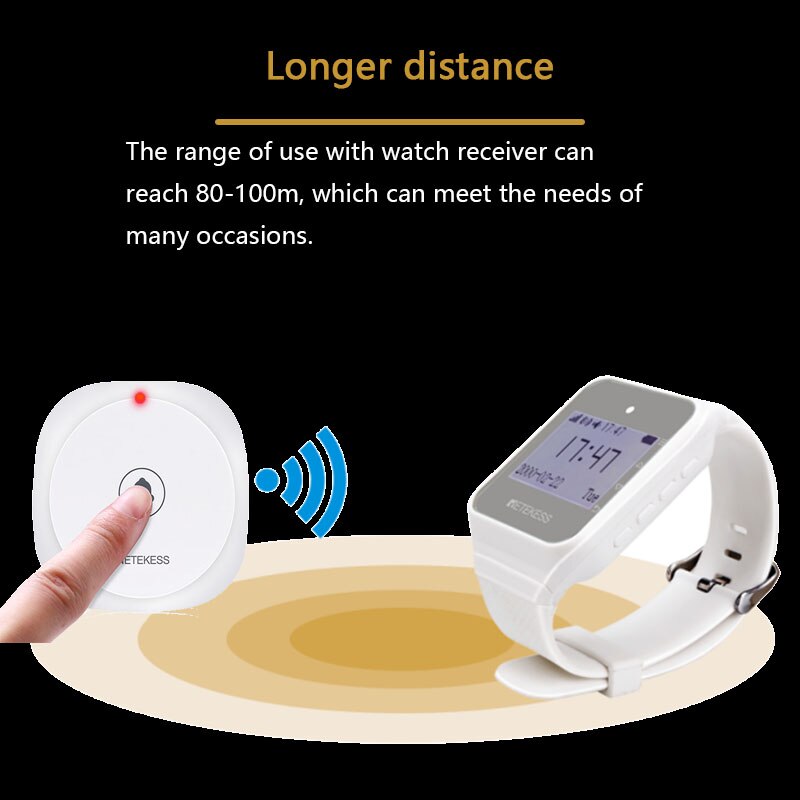 RETEKESS 5Pcs TD017 Pager Wireless Call Button Touch White 433.92MHz Restaurant Transmitter For Coffee Shop Hotel Hospital