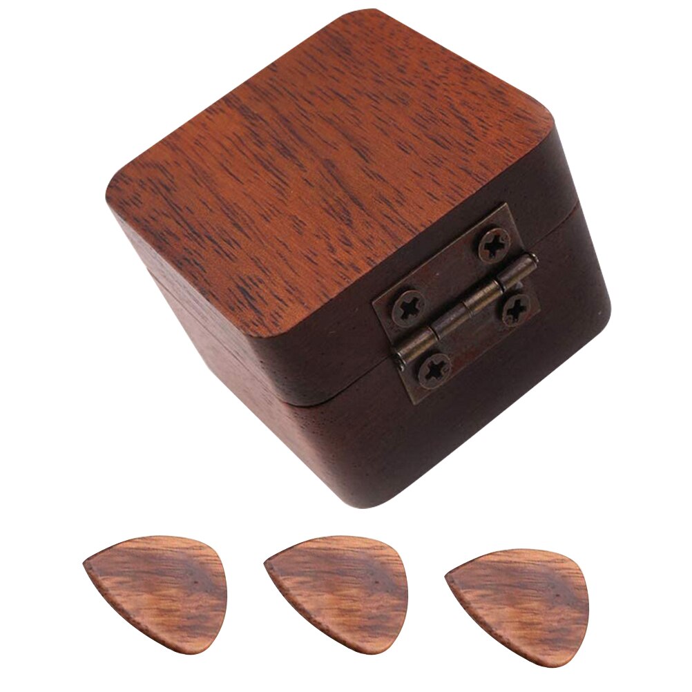 1 Set Guitar Picks with Wooden Case Electric Guitar Picks Instrument Accessories