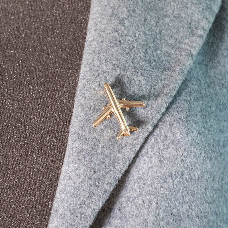 Blucome Plane Shape Brooch Badge Good Metal Aircraft Sweater Corsage Women Men Brooches Lapel Decoration