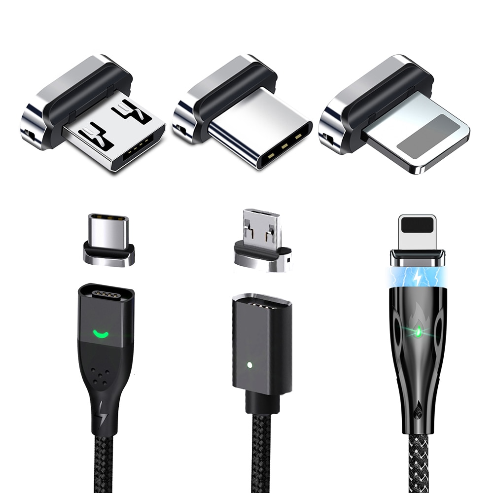 Magnetisk kabeladapter för anmone fonken 4- -polig magnetisk laddare kabelspetsar magnetkontakt för iphone micro usb typ c kabel