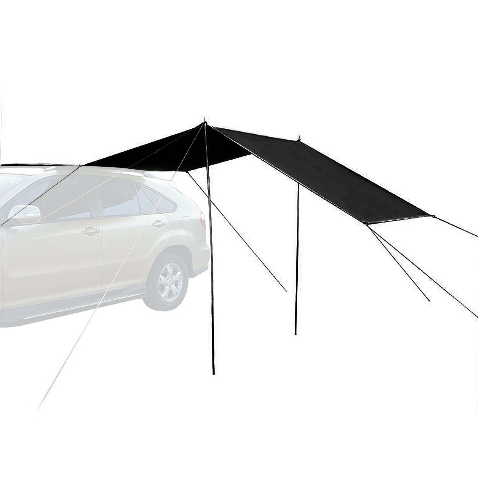 Auto Luifel Tent Dak Top Voor Suv Auto Outdoor Camping Reizen Strand Zonnescherm 210D Oxford Sunproof Regendicht Luifel: Black / 3x2m