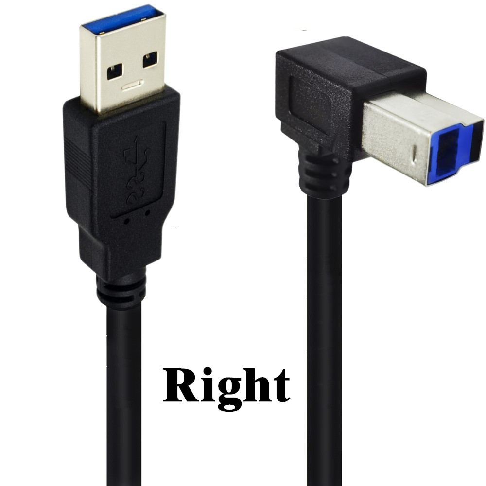 USB 3.0 USB Male To USB-B 3.0 90 Degree Up Down Left Right Angeld Type B Replacement Data Hard Disk Cartridge Printer Cable 0.5m: Blue