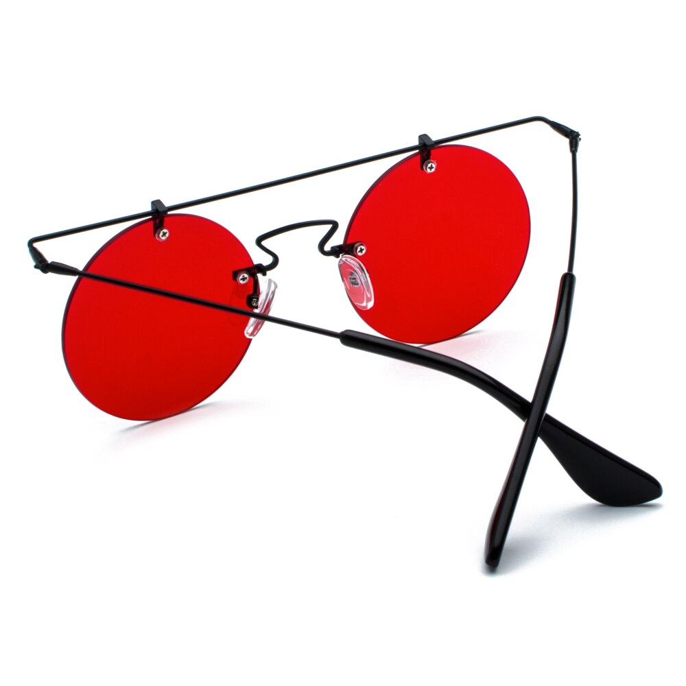Peekaboo retro runde sonnenbrille männer randlose Gold schwarz gelb frauen rot linse sonnenbrille unisex Jahrgang flache oben metall