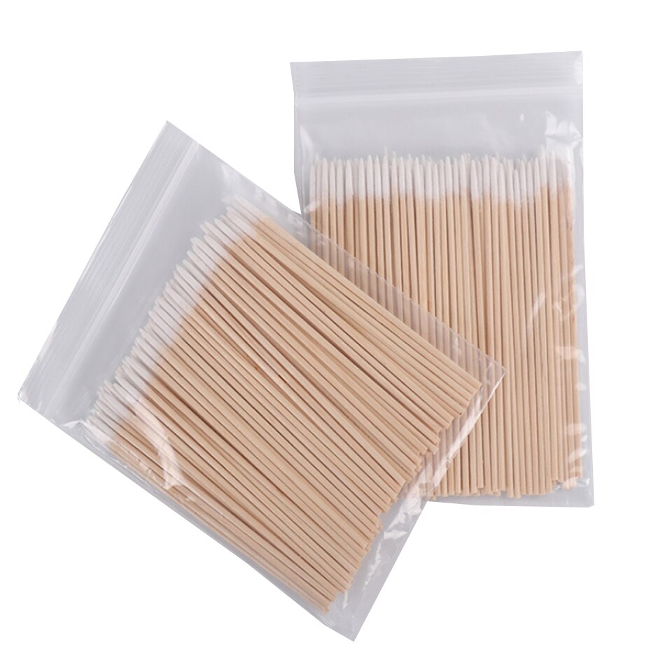 100 Stuks Wegwerp Ultra-Kleine Wattenstaafjes Stick Micro Borstels Houten Wattenstaafjes Wimper Extension Lijm Verwijderen Makeup Tools