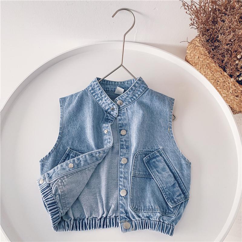 2021 New Spring Autumn boby Girls Kids Denim Pocket Vest comodo carino abbigliamento per bambini abbigliamento per bambini: 12m
