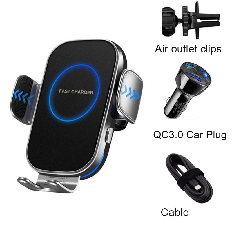 Qi Car Wireless Fast Charger Receiver Inductive Charger for iPhone 12 13 Pro Max Samsung Xiaomi Charging Phone Holder Dock 15W: CW16 With Plug