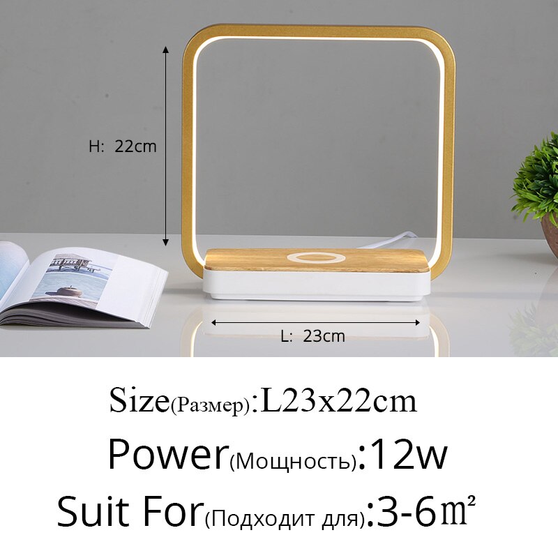 Moderne Tafel Lampen Voor Slaapkamer Studie Leeslampjes Nachtkastje Oog Beschermen Touch Dimmen Verlichting Luminaria Telefoon Draadloos Opladen: square golden