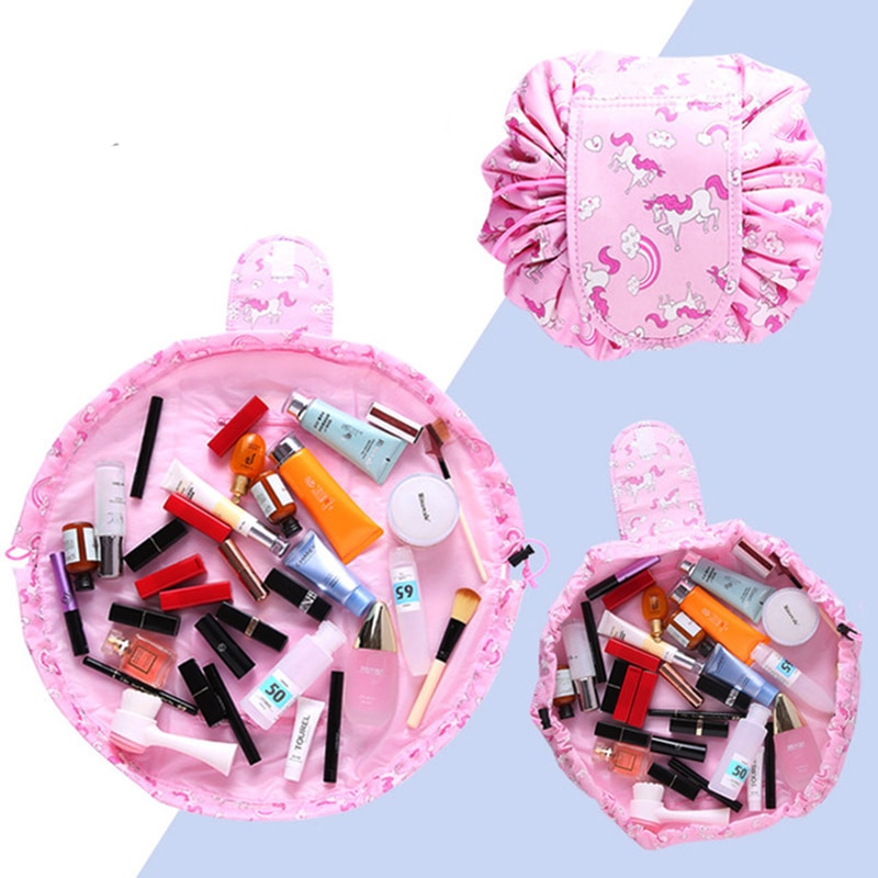 Women Unicorn Flamingo Cosmetic Bag For Travel Drawstring Makeup Toiletry Storage Organizers Portable Wash Kits Bag