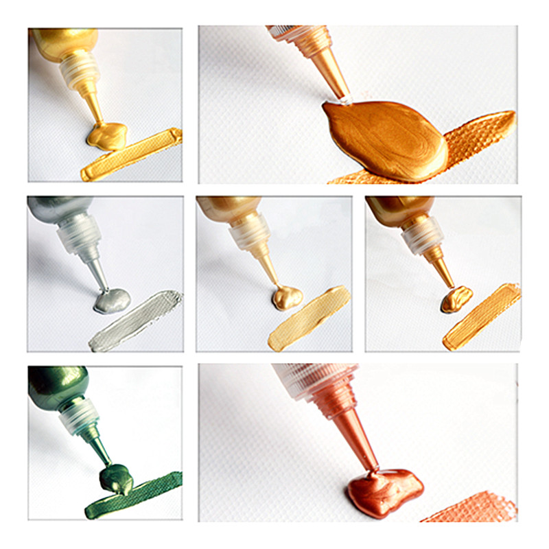 100ml Acrylic Paint Gold Paint Metallic Waterproof Not Faded for Statuary Coloring DIY Hand Clothes Painted Graffiti Pigments