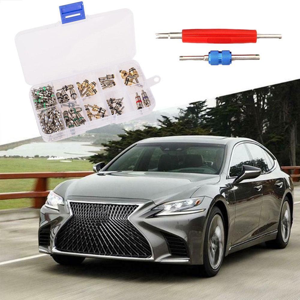 102pcs A/C System Schrader Valves With Remover Tool Kit For R12/ R134A HVAC Air Conditioning Valve Core Valve Core Combination